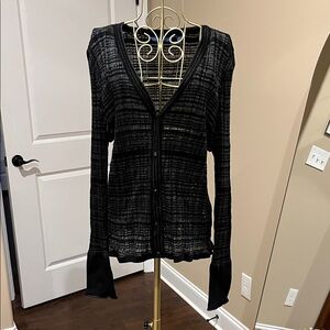 Women’s Vera Wang Black Sheer Button-Up Cardigan Size XL